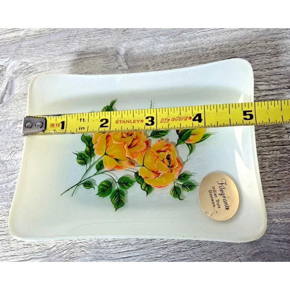 Filegrana Italian Style Glassware Trinket Pin Dish Plate Hand Painted 5